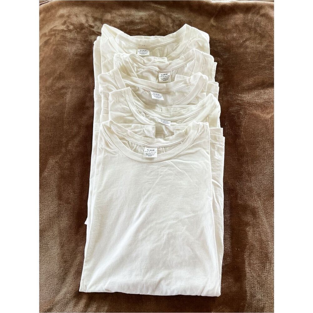 Set of 5 Croft & Barrow Men’s Classic White Crew Neck Cotton T-Shirts - Size XL